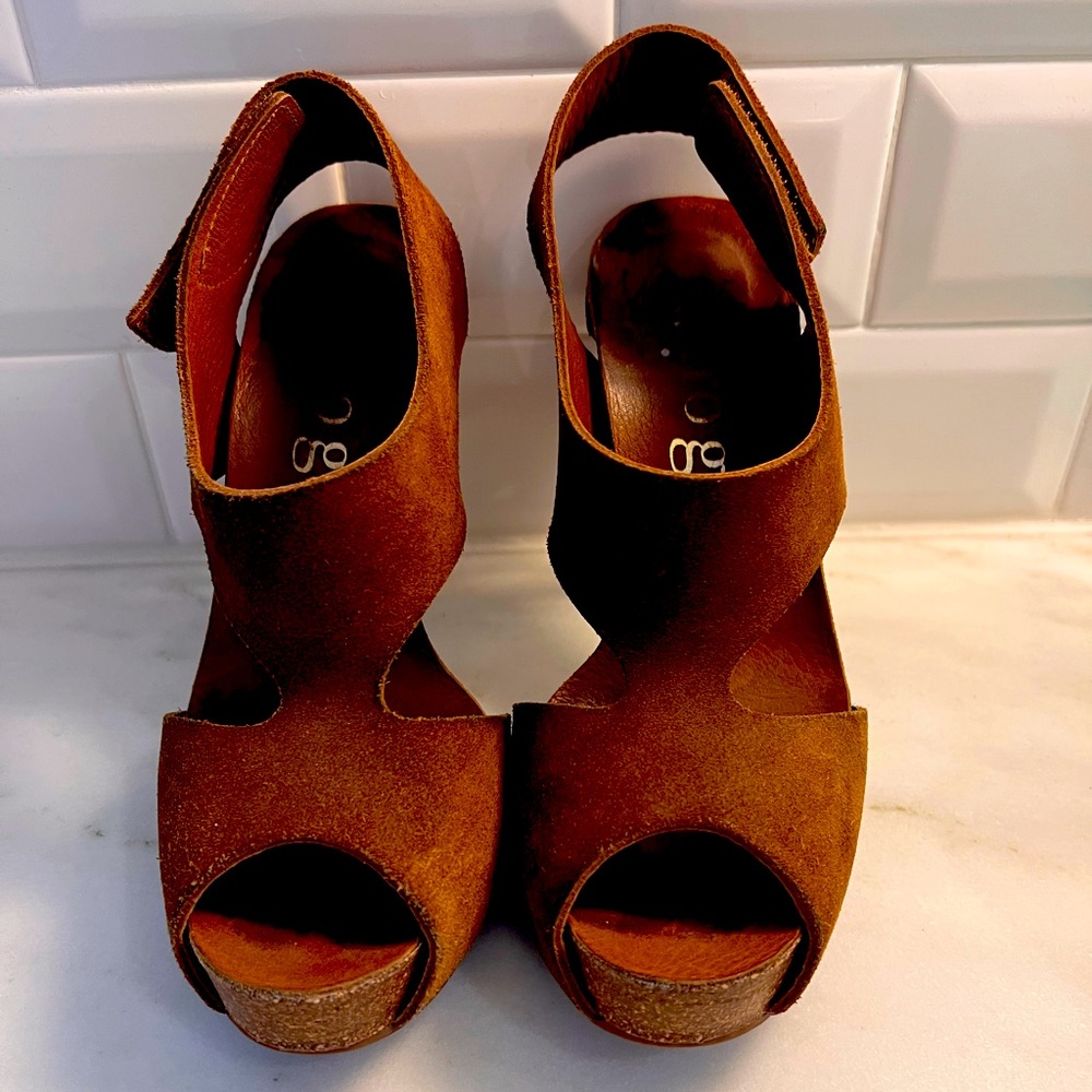 Pedro Garcia Brown Suede Platform Sandals